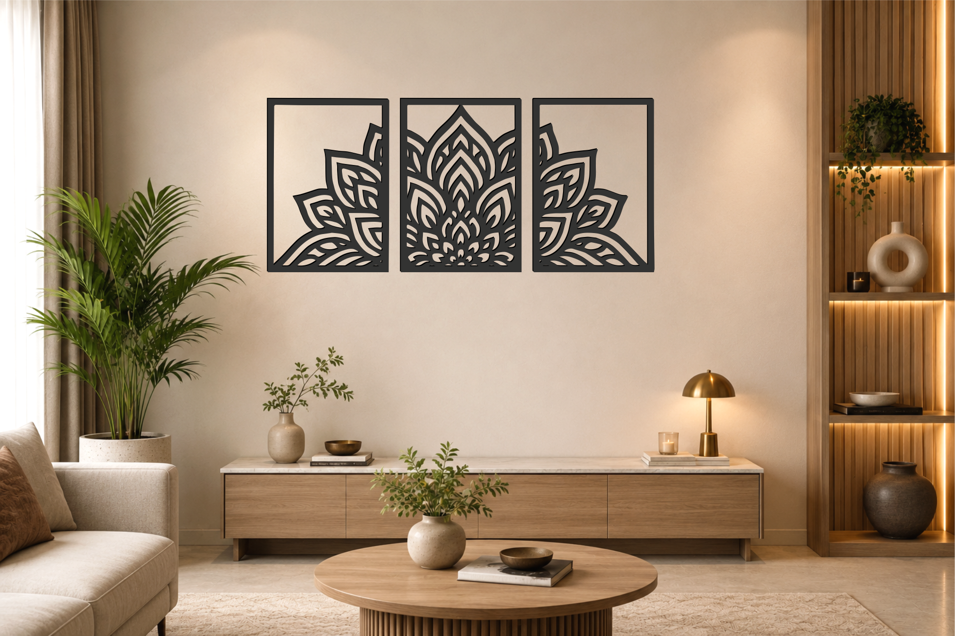 Set of 3_ Flower Mandala wall Art-2